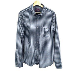 untuckit bergstrom slim fit checkered casual button down flannel shirt blue XL